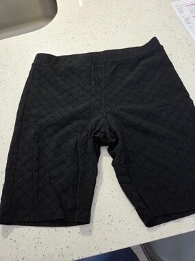 Black Textured Knit Bike Shorts